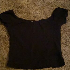 Black cropped off the shoulder shirt